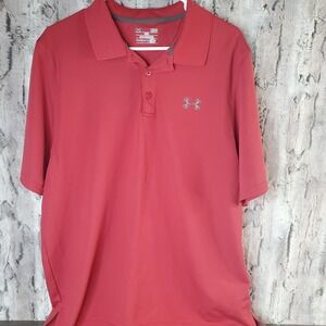 Under Armour HeatGear Men's Loose Polo Golf Shirt Deep Red Size L Large